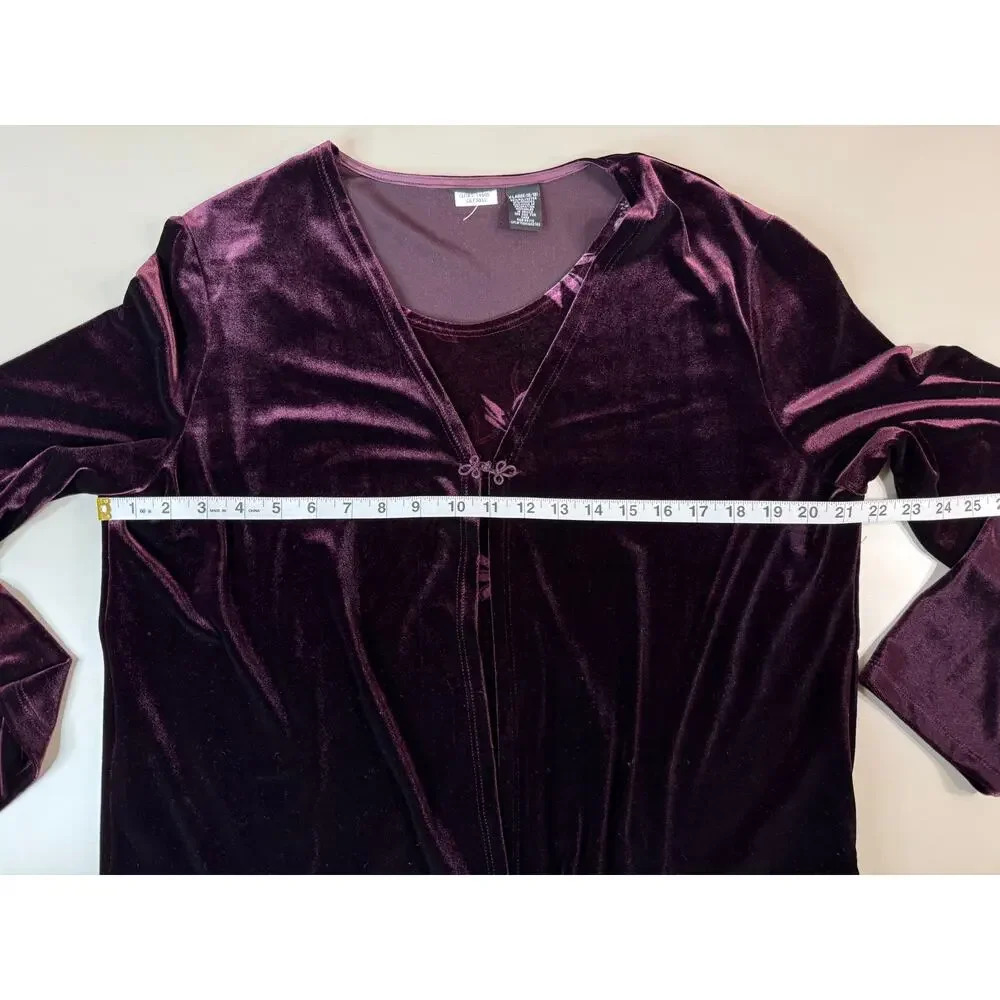 Velvet Burnout Purple Flower Layered Cami Cardigan Women’s XL Y2K 90s Vibes - Picture 6 of 9